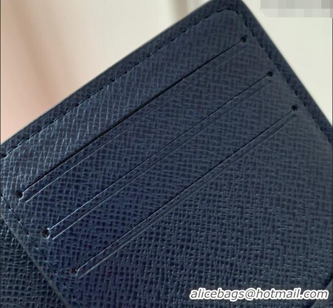 Big Discount Louis Vuitton Pocket Organizer Wallet in Damier Heritage Canvas N40677 Blue 2024