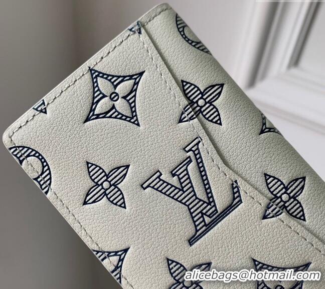 Famous Brand Louis Vuitton Pocket Organizer Wallet in Monogram Shadow Calfskin M83377 White 2024