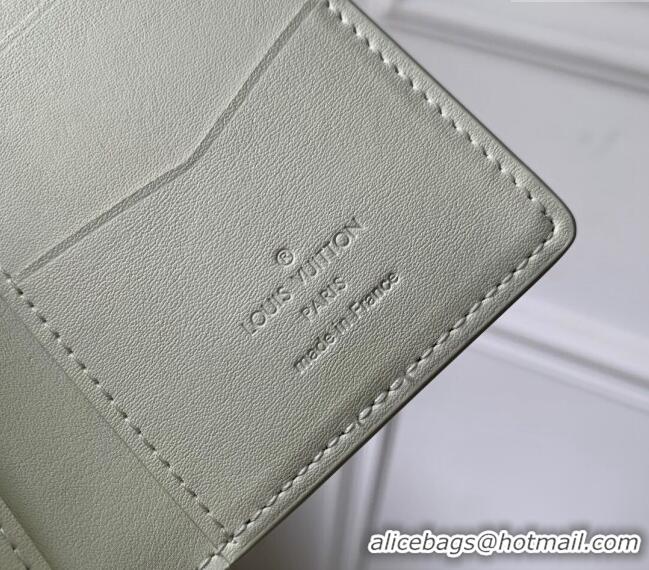 Famous Brand Louis Vuitton Pocket Organizer Wallet in Monogram Shadow Calfskin M83377 White 2024