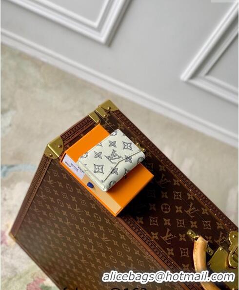 Famous Brand Louis Vuitton Pocket Organizer Wallet in Monogram Shadow Calfskin M83377 White 2024