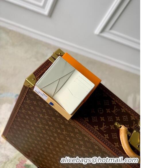 Famous Brand Louis Vuitton Pocket Organizer Wallet in Monogram Shadow Calfskin M83377 White 2024