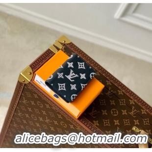 Top Grade Louis Vuitton Pocket Organizer Wallet in Monogram Shadow Calfskin M83377 Ink Blue 2024