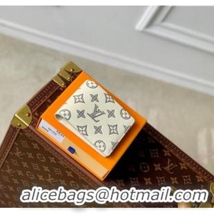 Pretty Style Louis Vuitton Multiple Wallet in Monogram Shadow Calfskin M83380 White 2024