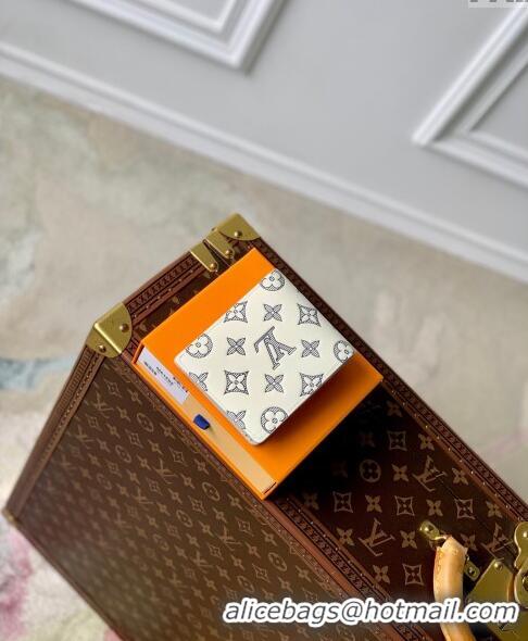 Pretty Style Louis Vuitton Multiple Wallet in Monogram Shadow Calfskin M83380 White 2024