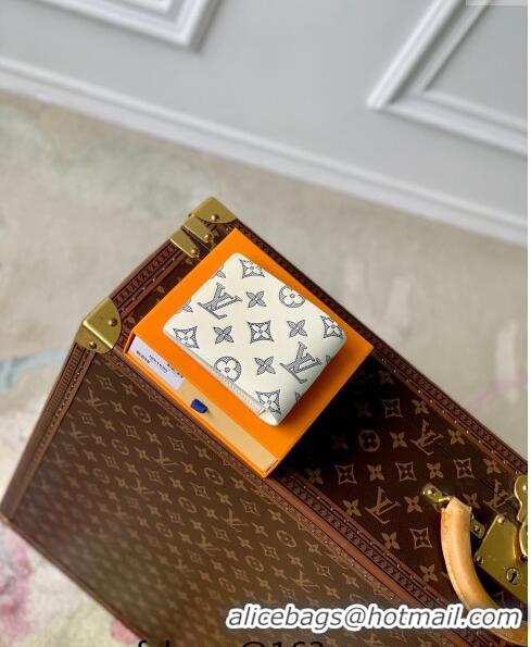 Pretty Style Louis Vuitton Multiple Wallet in Monogram Shadow Calfskin M83380 White 2024