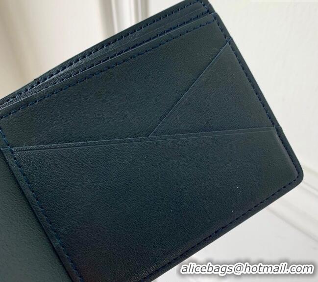 Pretty Style Louis Vuitton Multiple Wallet in Monogram Shadow Calfskin M83379 Ink Blue 2024