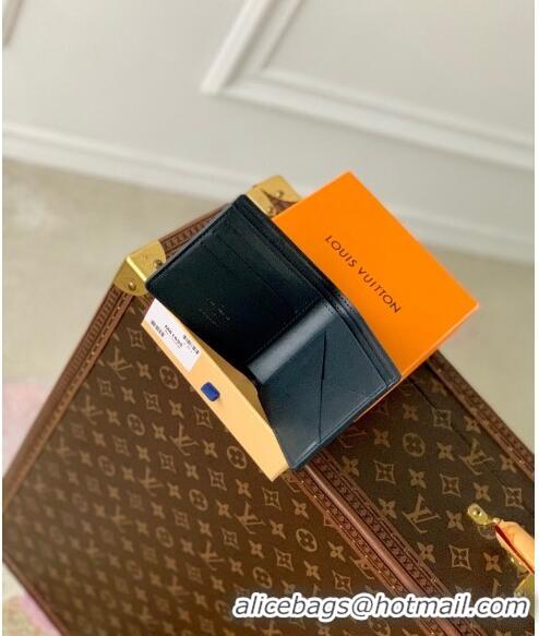 Pretty Style Louis Vuitton Multiple Wallet in Monogram Shadow Calfskin M83379 Ink Blue 2024