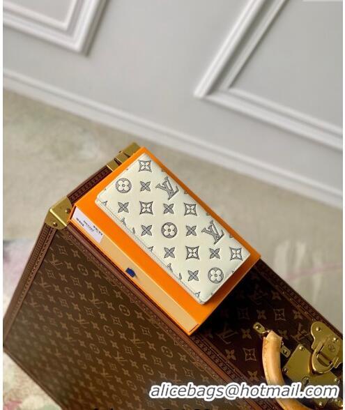 Promotional Louis Vuitton Brazza Wallet in Monogram Shadow Calfskin M61697 White 2024