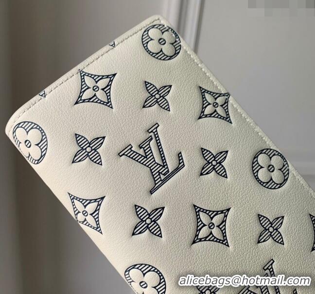 Promotional Louis Vuitton Brazza Wallet in Monogram Shadow Calfskin M61697 White 2024