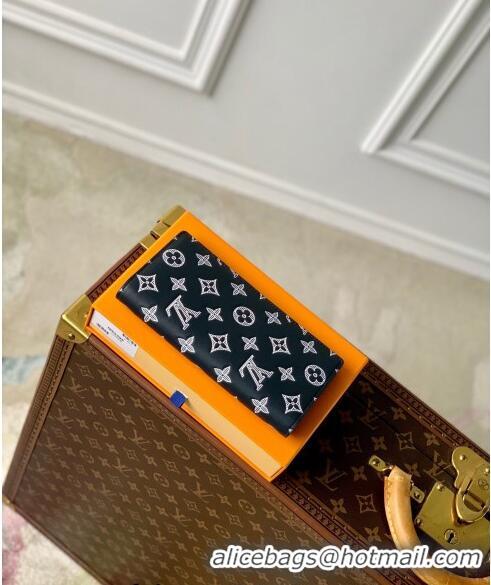 Top Quality Louis Vuitton Brazza Wallet in Monogram Shadow Calfskin M61697 Ink Blue 2024