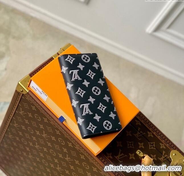 Top Quality Louis Vuitton Brazza Wallet in Monogram Shadow Calfskin M61697 Ink Blue 2024