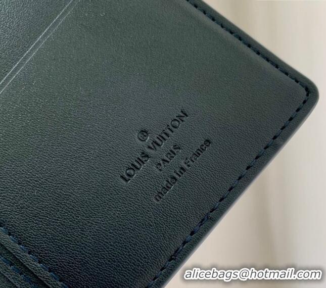 Top Quality Louis Vuitton Brazza Wallet in Monogram Shadow Calfskin M61697 Ink Blue 2024