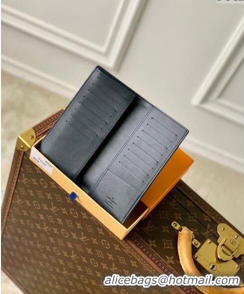 Top Quality Louis Vuitton Brazza Wallet in Monogram Shadow Calfskin M61697 Ink Blue 2024