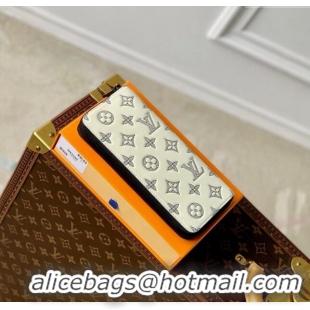 Famous Brand Louis Vuitton Zippy Vertical Wallet in Monogram Shadow Calfskin M83381 White 2024