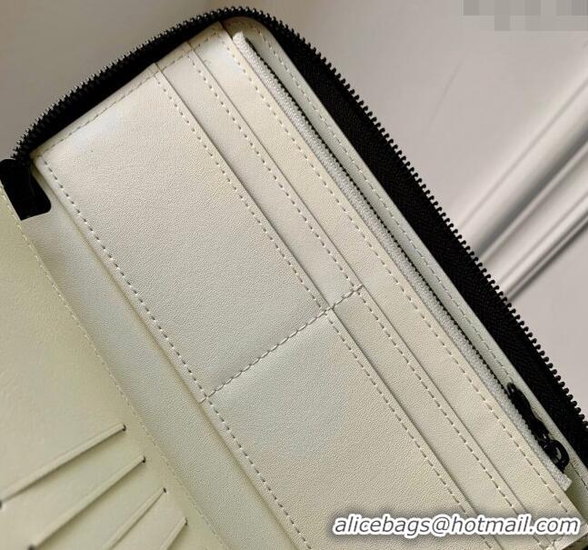 Famous Brand Louis Vuitton Zippy Vertical Wallet in Monogram Shadow Calfskin M83381 White 2024