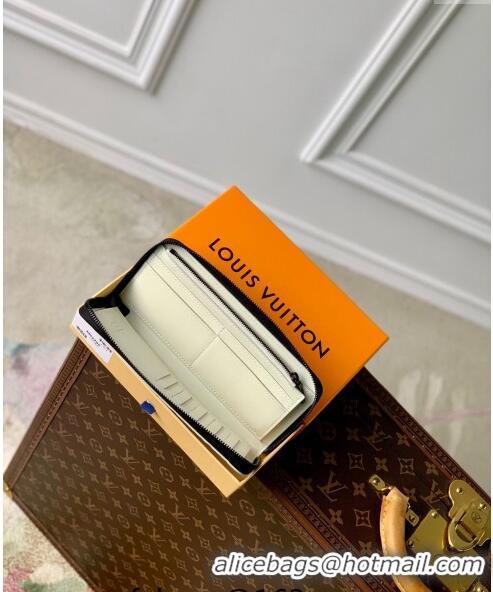 Famous Brand Louis Vuitton Zippy Vertical Wallet in Monogram Shadow Calfskin M83381 White 2024