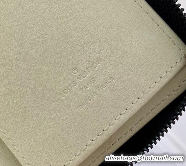 Famous Brand Louis Vuitton Zippy Vertical Wallet in Monogram Shadow Calfskin M83381 White 2024