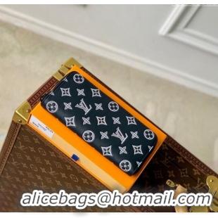 Top Quality Louis Vuitton Zippy Vertical Wallet in Monogram Shadow Calfskin M83381 Ink Blue 2024