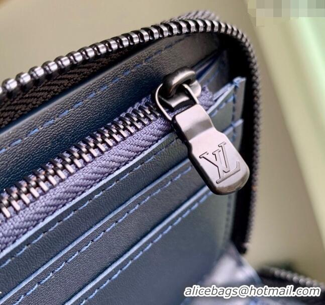 Top Quality Louis Vuitton Zippy Vertical Wallet in Monogram Shadow Calfskin M83381 Ink Blue 2024