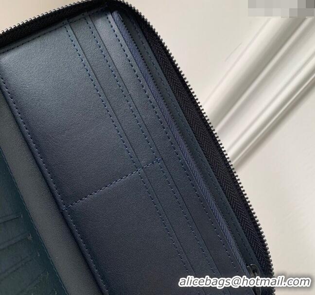 Top Quality Louis Vuitton Zippy Vertical Wallet in Monogram Shadow Calfskin M83381 Ink Blue 2024