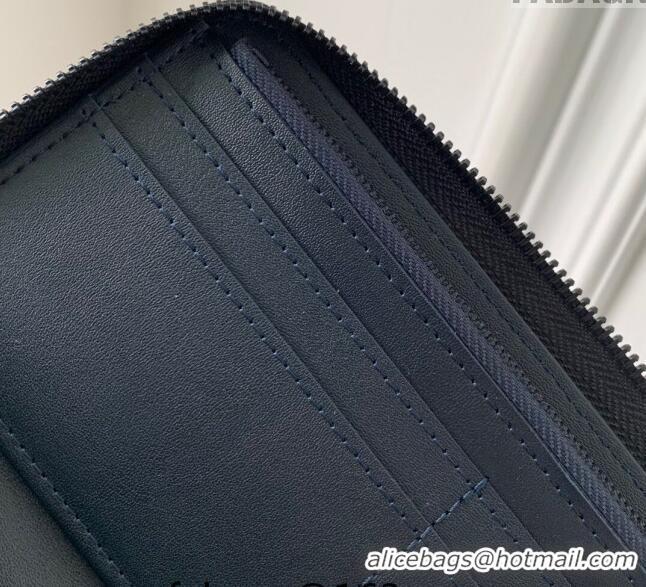 Top Quality Louis Vuitton Zippy Vertical Wallet in Monogram Shadow Calfskin M83381 Ink Blue 2024