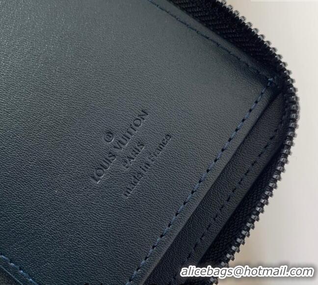 Top Quality Louis Vuitton Zippy Vertical Wallet in Monogram Shadow Calfskin M83381 Ink Blue 2024