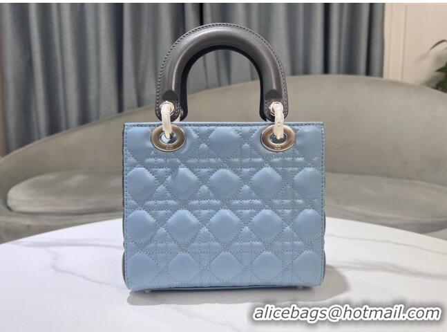 Best Price Dior Small Lady Dior Bag in Two-Tone Cannage Lambskin 0531 Blue/Grey 2024