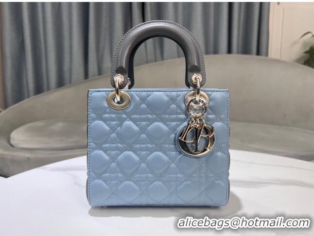 Best Price Dior Small Lady Dior Bag in Two-Tone Cannage Lambskin 0531 Blue/Grey 2024