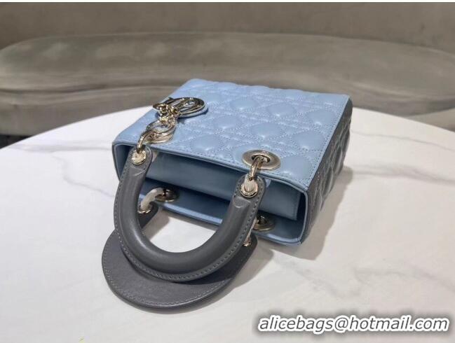 Best Price Dior Small Lady Dior Bag in Two-Tone Cannage Lambskin 0531 Blue/Grey 2024