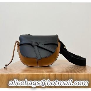 Good Taste Loewe Small Gate Dual Bag in Soft Calfskin and Jacquard Strap L0301 Black/Brown 2024 Top