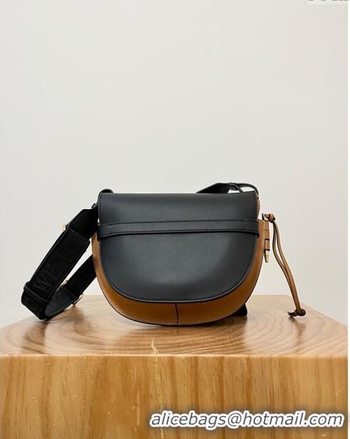 Good Taste Loewe Small Gate Dual Bag in Soft Calfskin and Jacquard Strap L0301 Black/Brown 2024 Top