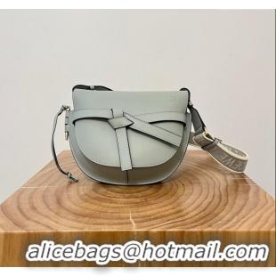 Buy Classic Loewe Small Gate Dual Bag in Soft Calfskin and Jacquard Strap L0301 Glacier Blue 2024 Top