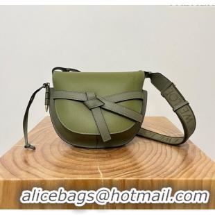 Grade Quality Loewe Small Gate Dual Bag in Soft Calfskin and Jacquard Strap L0301 Olive Green 2024 Top