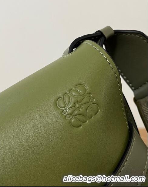 Grade Quality Loewe Small Gate Dual Bag in Soft Calfskin and Jacquard Strap L0301 Olive Green 2024 Top