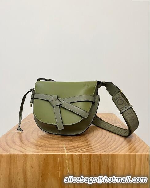 Grade Quality Loewe Small Gate Dual Bag in Soft Calfskin and Jacquard Strap L0301 Olive Green 2024 Top