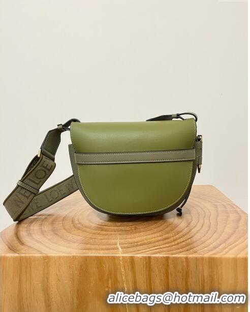 Grade Quality Loewe Small Gate Dual Bag in Soft Calfskin and Jacquard Strap L0301 Olive Green 2024 Top