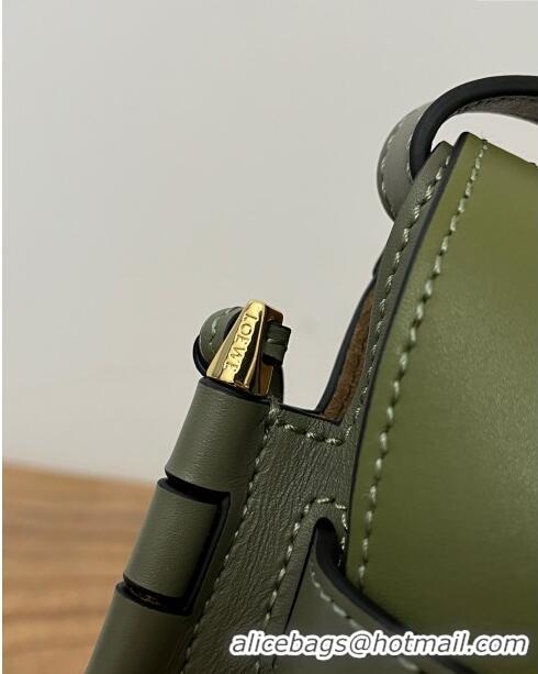 Grade Quality Loewe Small Gate Dual Bag in Soft Calfskin and Jacquard Strap L0301 Olive Green 2024 Top