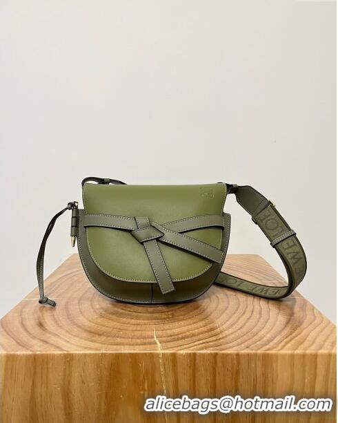 Grade Quality Loewe Small Gate Dual Bag in Soft Calfskin and Jacquard Strap L0301 Olive Green 2024 Top