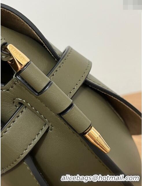 Market Sells Loewe Small Gate Dual Bag in Soft Calfskin and Jacquard Strap L0301 Autumn Green 2024 Top