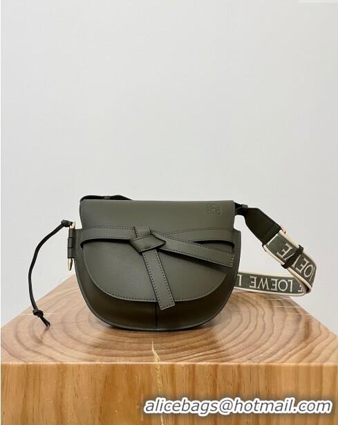 Market Sells Loewe Small Gate Dual Bag in Soft Calfskin and Jacquard Strap L0301 Autumn Green 2024 Top