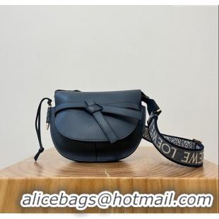 Good Taste Loewe Small Gate Dual Bag in Soft Calfskin and Jacquard Strap L0301 Navy Blue 2024 Top