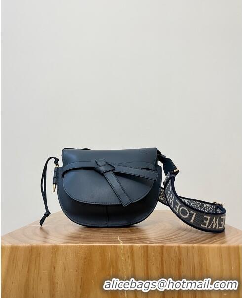 Good Taste Loewe Small Gate Dual Bag in Soft Calfskin and Jacquard Strap L0301 Navy Blue 2024 Top