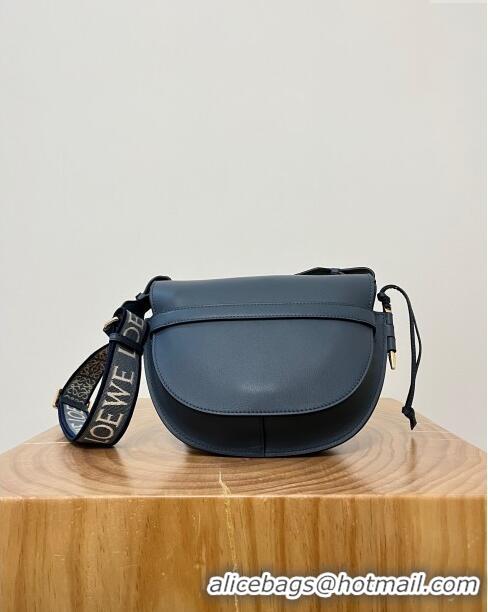 Good Taste Loewe Small Gate Dual Bag in Soft Calfskin and Jacquard Strap L0301 Navy Blue 2024 Top