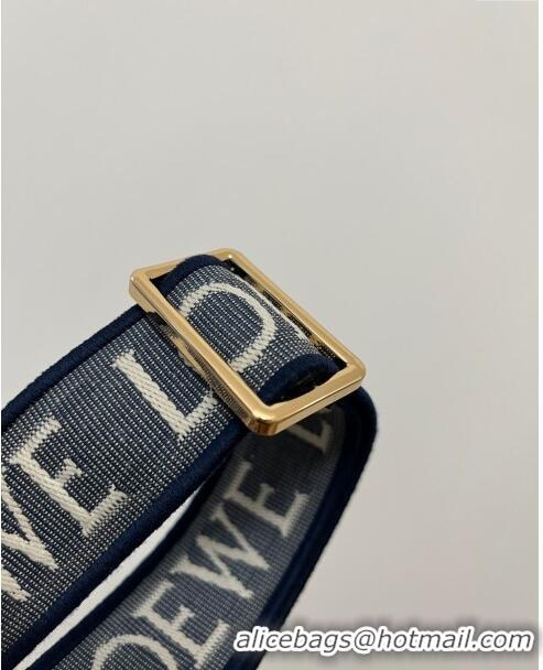 Good Taste Loewe Small Gate Dual Bag in Soft Calfskin and Jacquard Strap L0301 Navy Blue 2024 Top