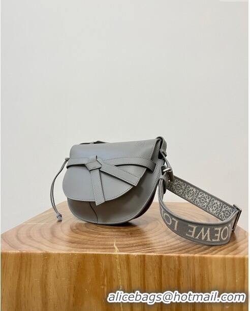 Market Sells Loewe Small Gate Dual Bag in Soft Calfskin and Jacquard Strap L0301 Pearl Grey 2024 Top