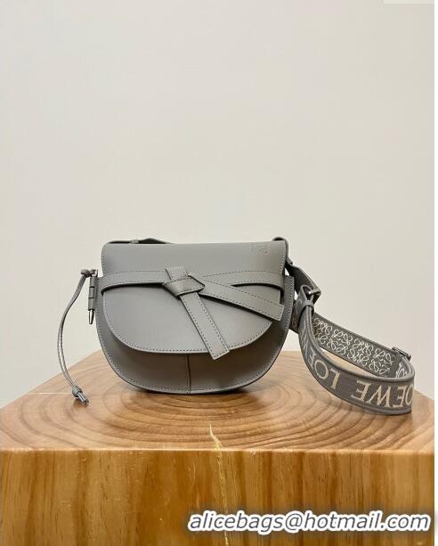 Market Sells Loewe Small Gate Dual Bag in Soft Calfskin and Jacquard Strap L0301 Pearl Grey 2024 Top