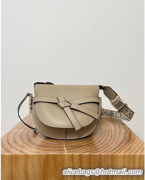 Super Quality Loewe Small Gate Dual Bag in Soft Calfskin and Jacquard Strap L0301 Sand 2024 Top