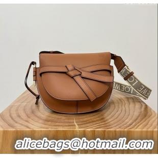 Super Quality Loewe Small Gate Dual Bag in Soft Calfskin and Jacquard Strap L0301 Caramel 2024 Top