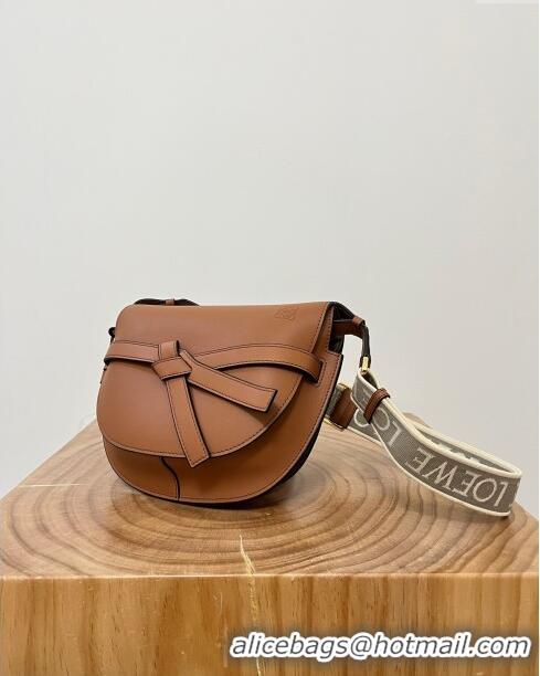 Super Quality Loewe Small Gate Dual Bag in Soft Calfskin and Jacquard Strap L0301 Caramel 2024 Top