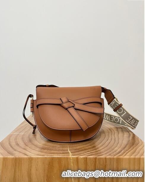 Super Quality Loewe Small Gate Dual Bag in Soft Calfskin and Jacquard Strap L0301 Caramel 2024 Top